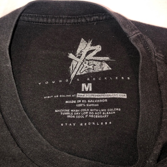 Men’s Young & Reckless Large Logo Graphic Short Sleeve T-Shirt Medium Black - Picture 4 of 5